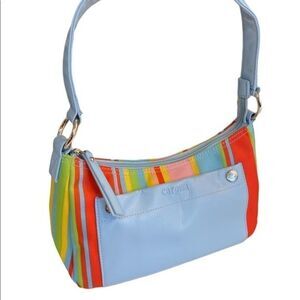 Carpisa Brand Women Shoulder Baby Blue  Bag with Colorful Stripes